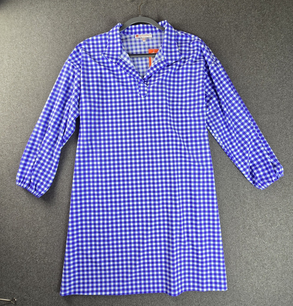 Jude Connally Shift Dress M Blue White Gingham Iris Florence Jude Cloth